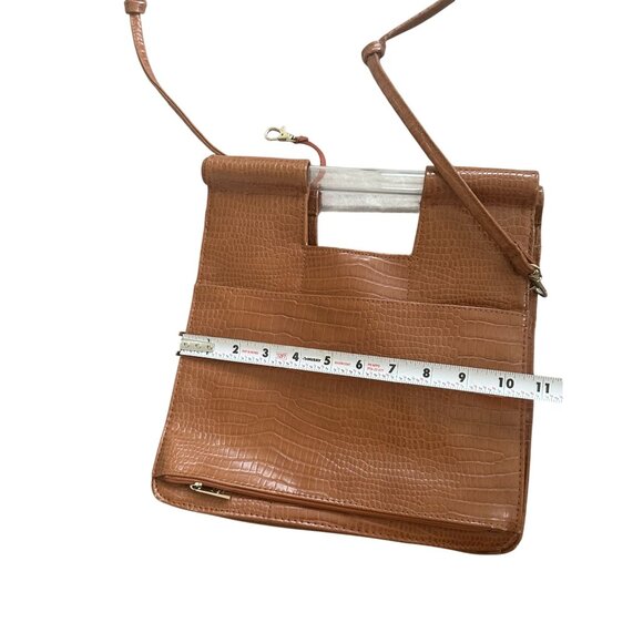 BEIS Cognac Croc Embossed Crossbody Bag Satchel - Picture 7 of 8